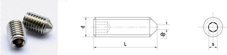 Thông số kỹ thuật của vít trí lục giác đầu nhọn DIN914