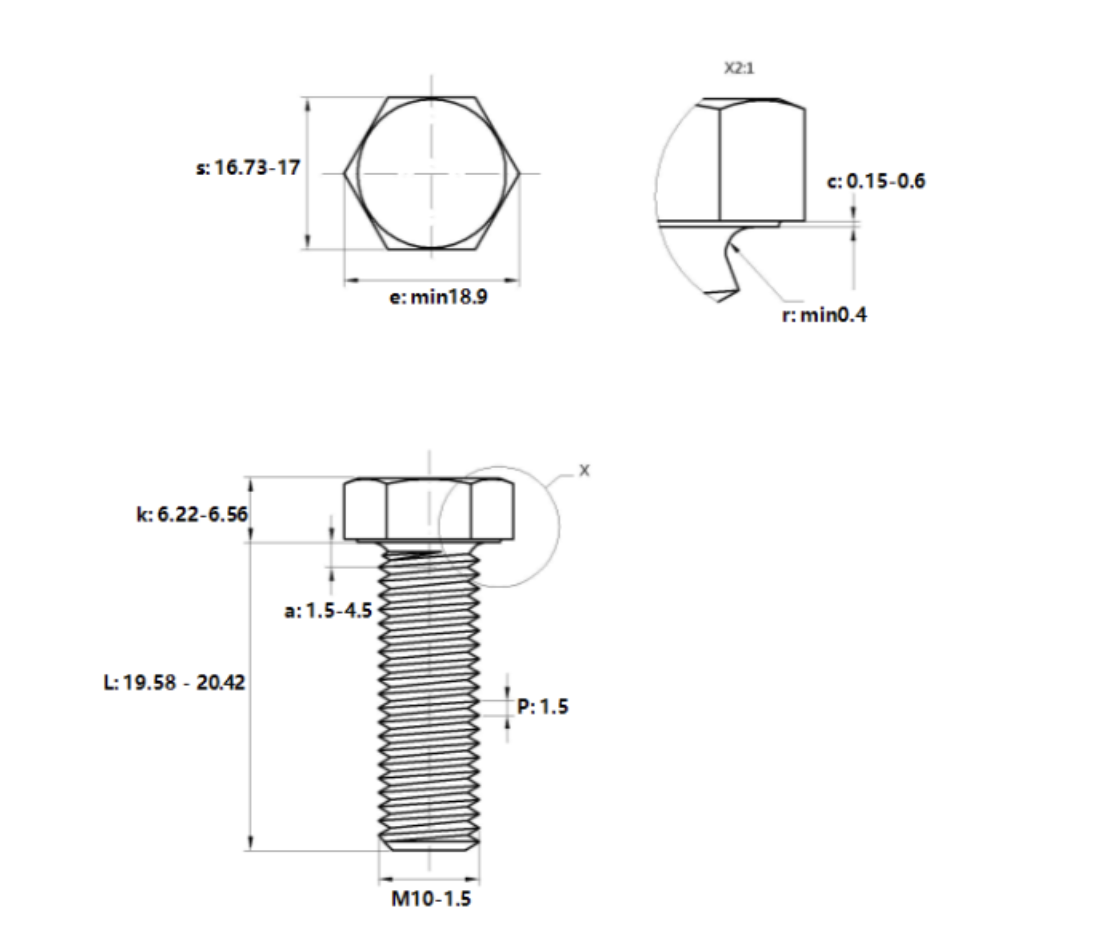 Cấu tạo bu lông cường độ cao 10.9
