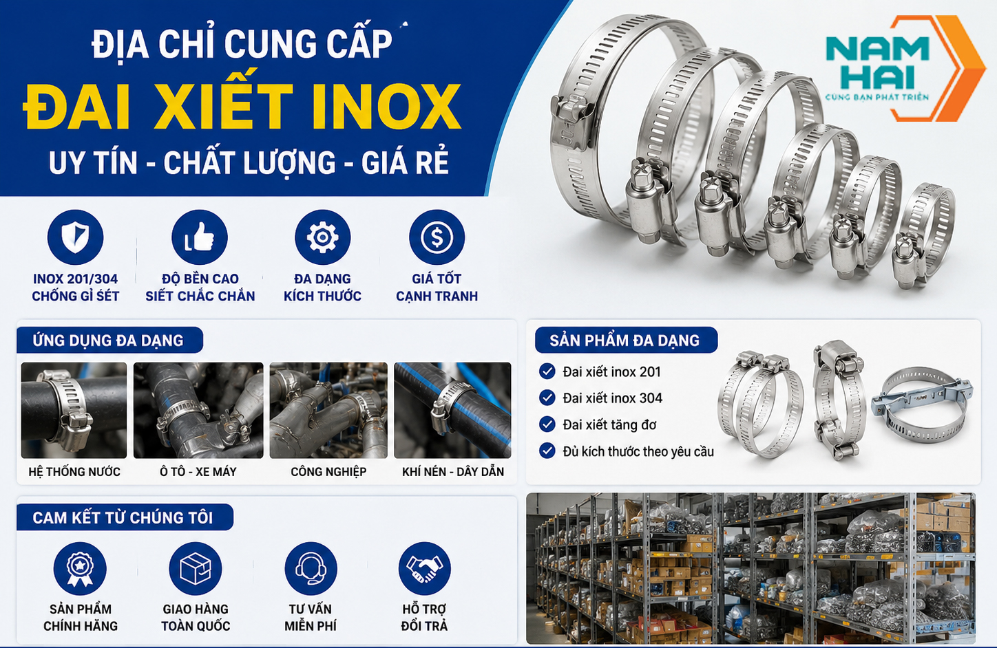 Địa chỉ cung cấp đai xiết inox giá rẻ