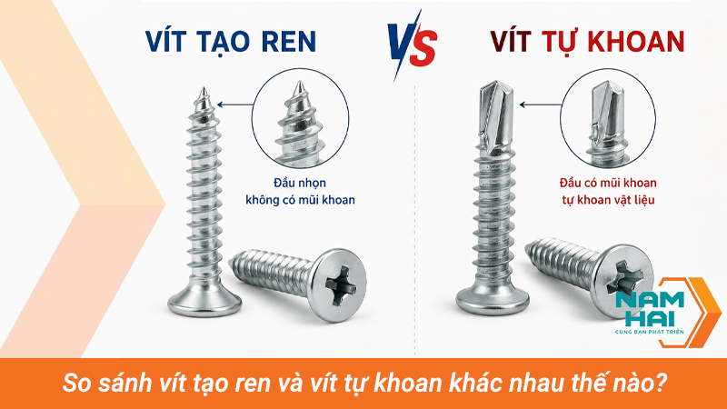 So sánh vít tạo ren và vít tự khoan khác nhau thế nào?