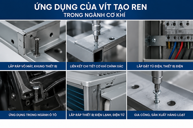 Ứng dụng của vít tạo ren trong ngành cơ khí